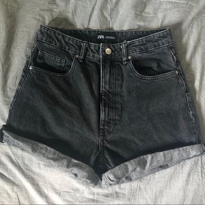 Black Denim High Waisted Shorts